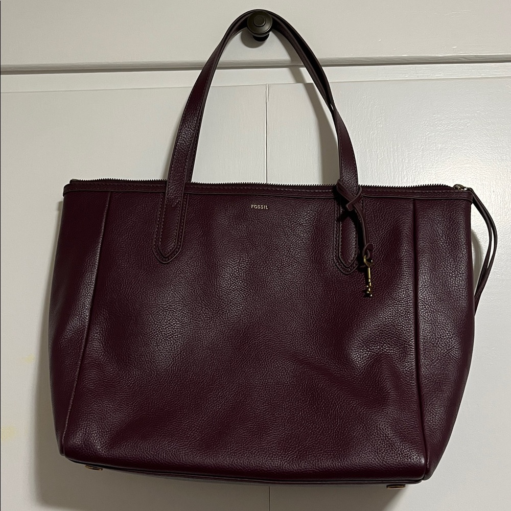 Fossil Raisin Leather Tote